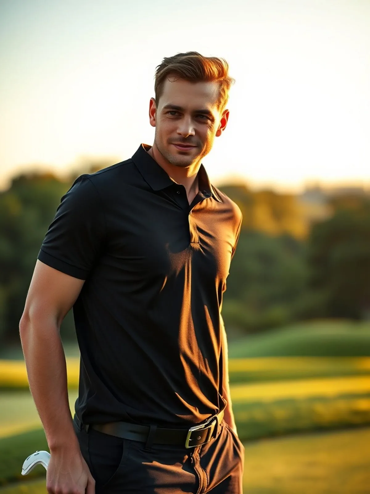 On course at golden hour